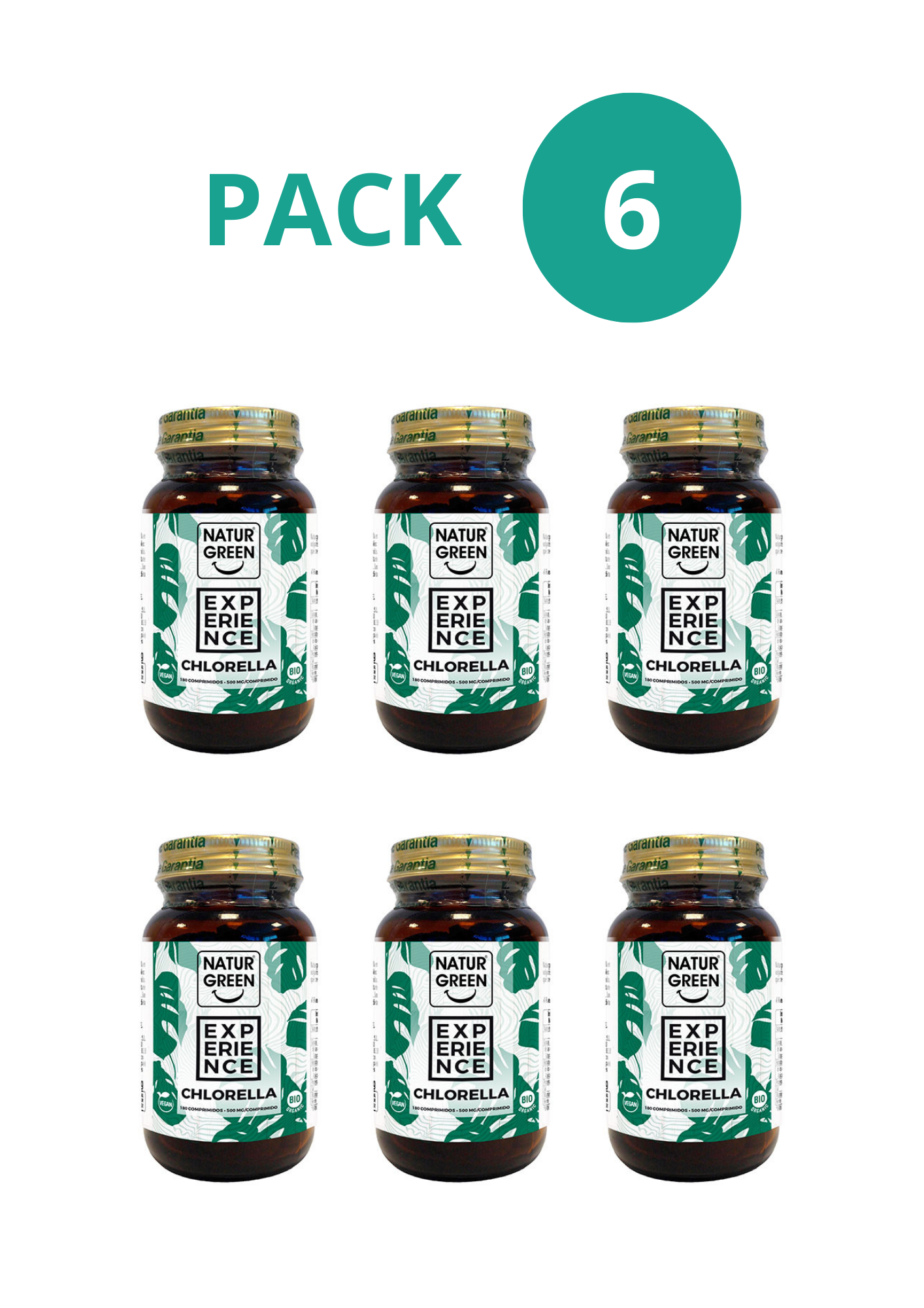 Pack 6x Chlorella Ecológica 180 comprimidos NaturGreen