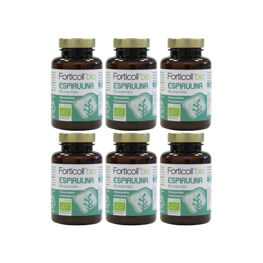 Pack 6x Espirulina Ecológica 180 comprimidos Forticoll
