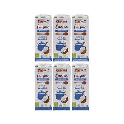 Pack 6x Leche de Coco Bio para Cocinar 1L Ecomil