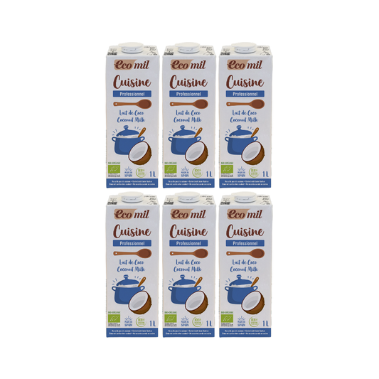 Pack 6x Leche de Coco Bio para Cocinar 1L Ecomil