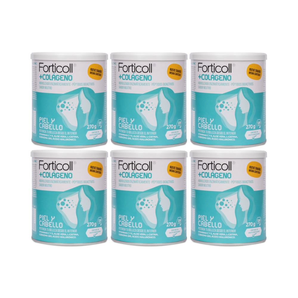 Pack 6x Colágeno BioActivo Piel y Cabello 270 g Forticoll