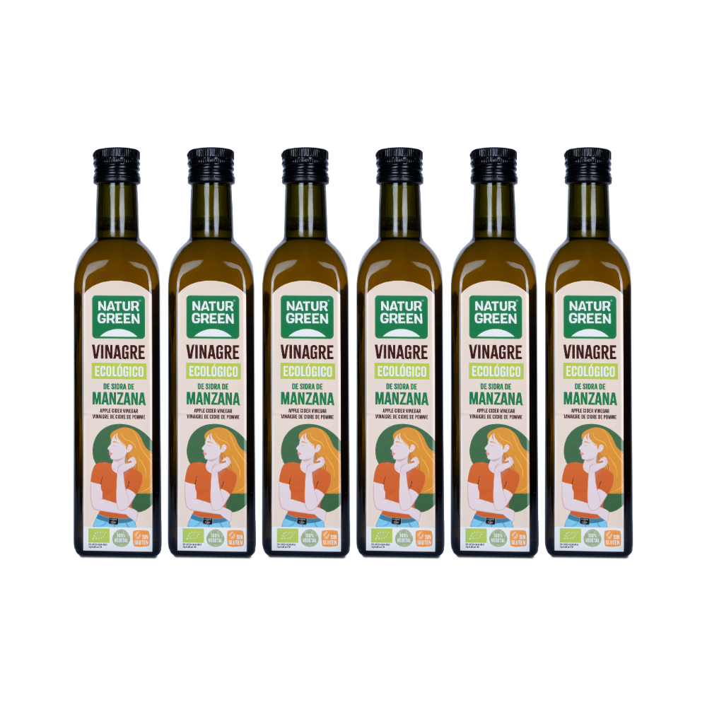 Pack 6x Vinagre de Sidra de Manzana Ecológico 500 ml NaturGreen