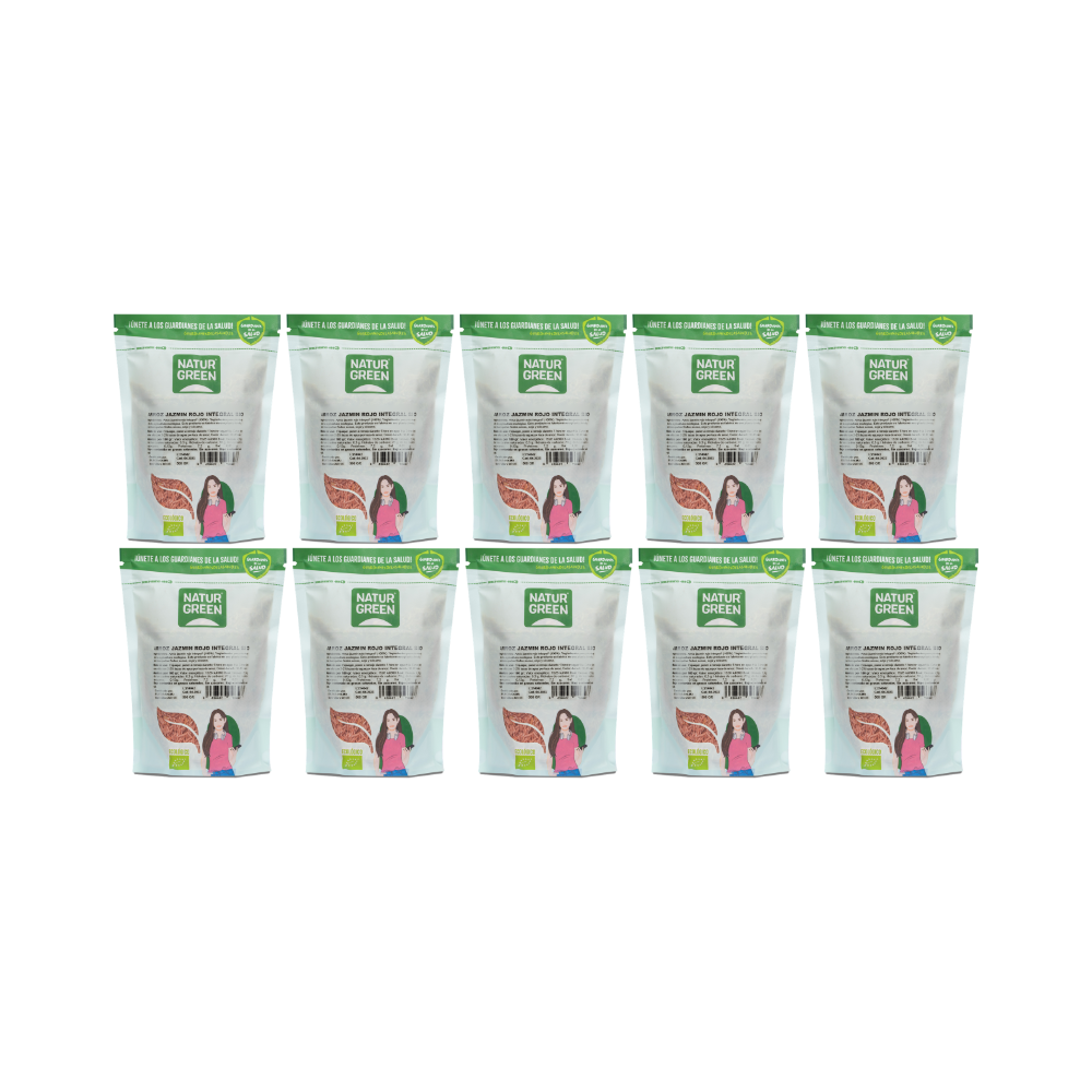 Pack 10x Arroz Jazmín Rojo Integral Bio 500g NaturGreen