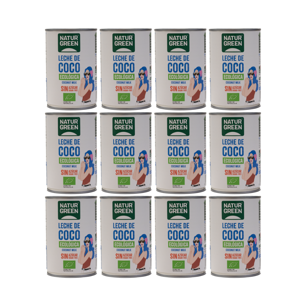Pack 12x NaturGreen Leche de Coco Bio 400 g / 400 ml