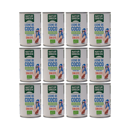 Pack 12x NaturGreen Leche de Coco Bio 400 g / 400 ml