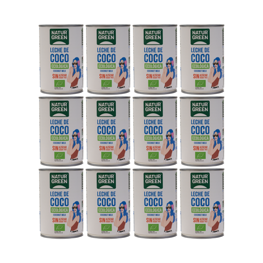Pack 12x NaturGreen Leche de Coco Bio 400 g / 400 ml