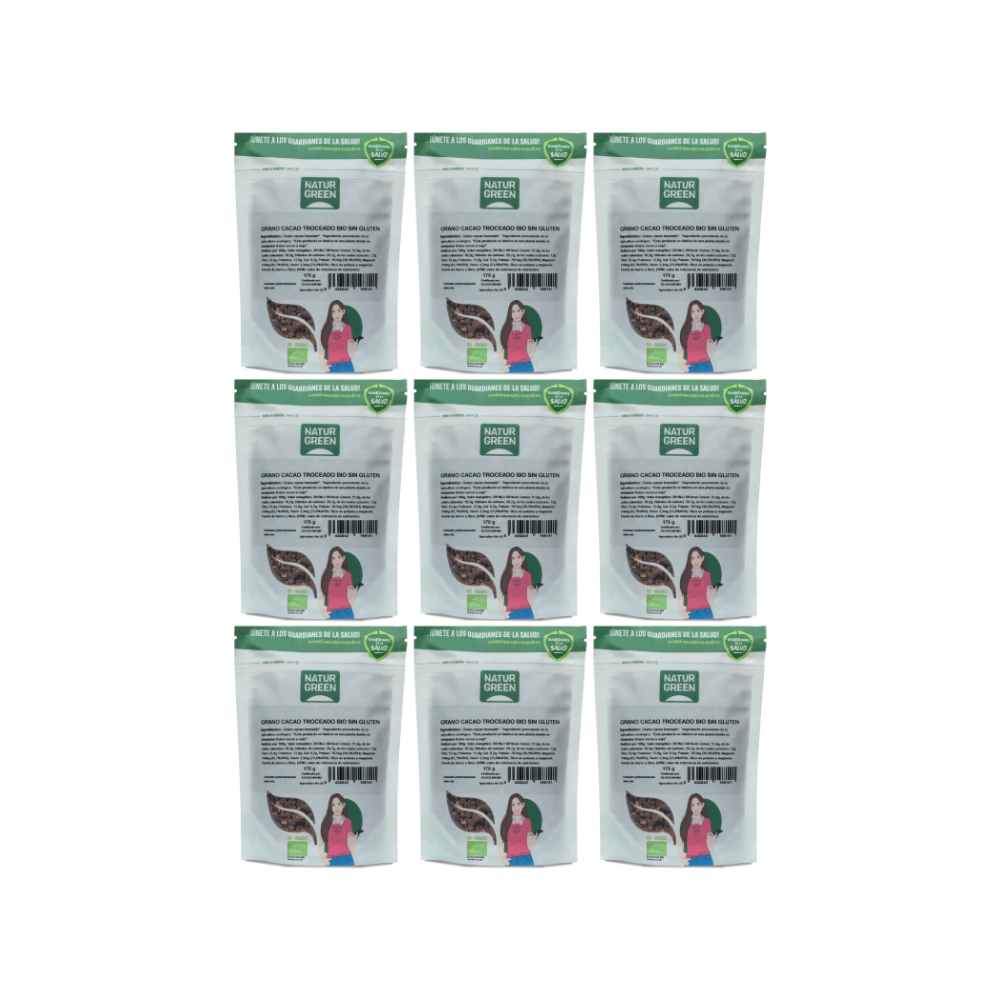 Pack 9x Grano Cacao Troceado Bio 175 g NaturGreen