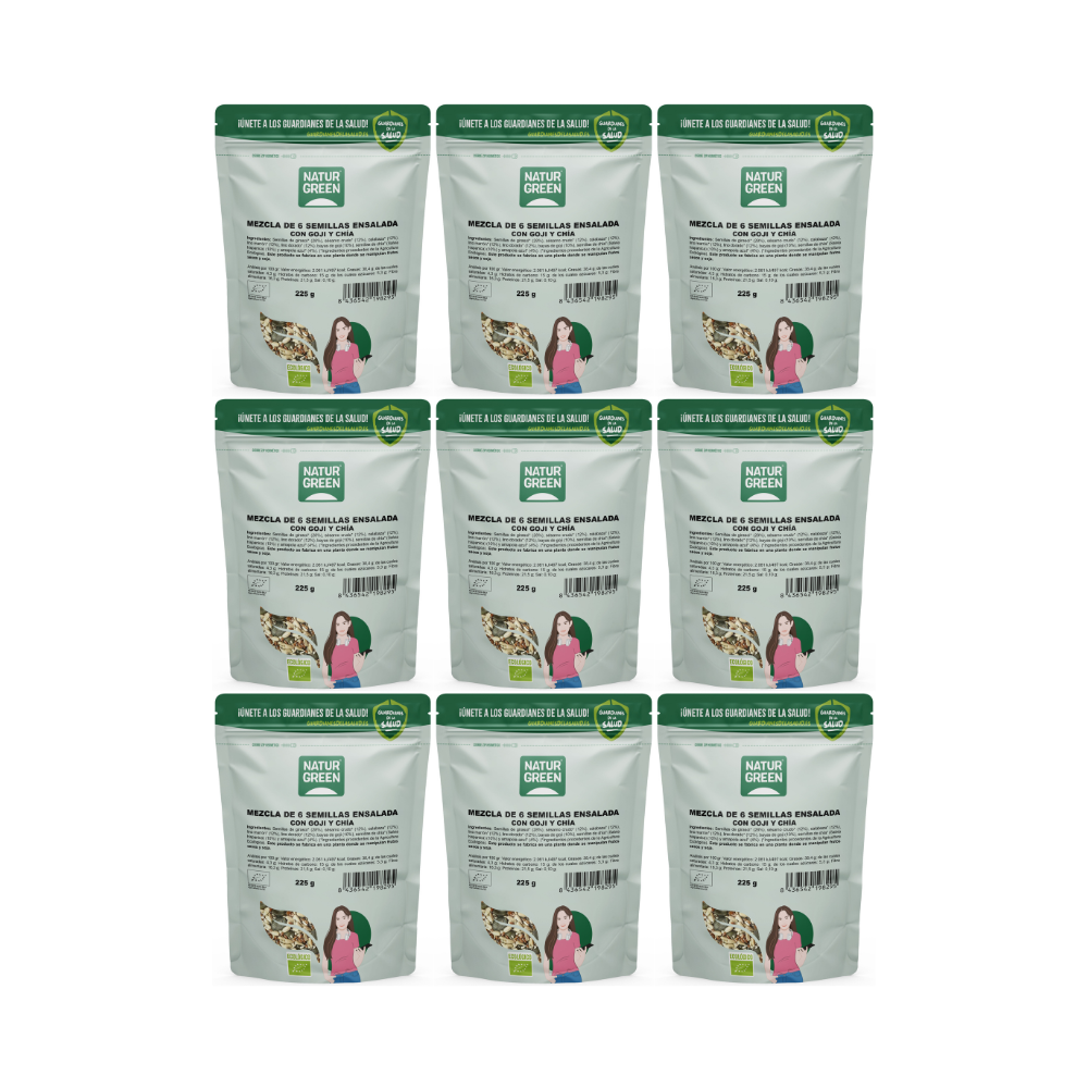 Pack 9x Mezcla 6 Semillas Ensalada Goji y Chía Bio 225 g NaturGreen