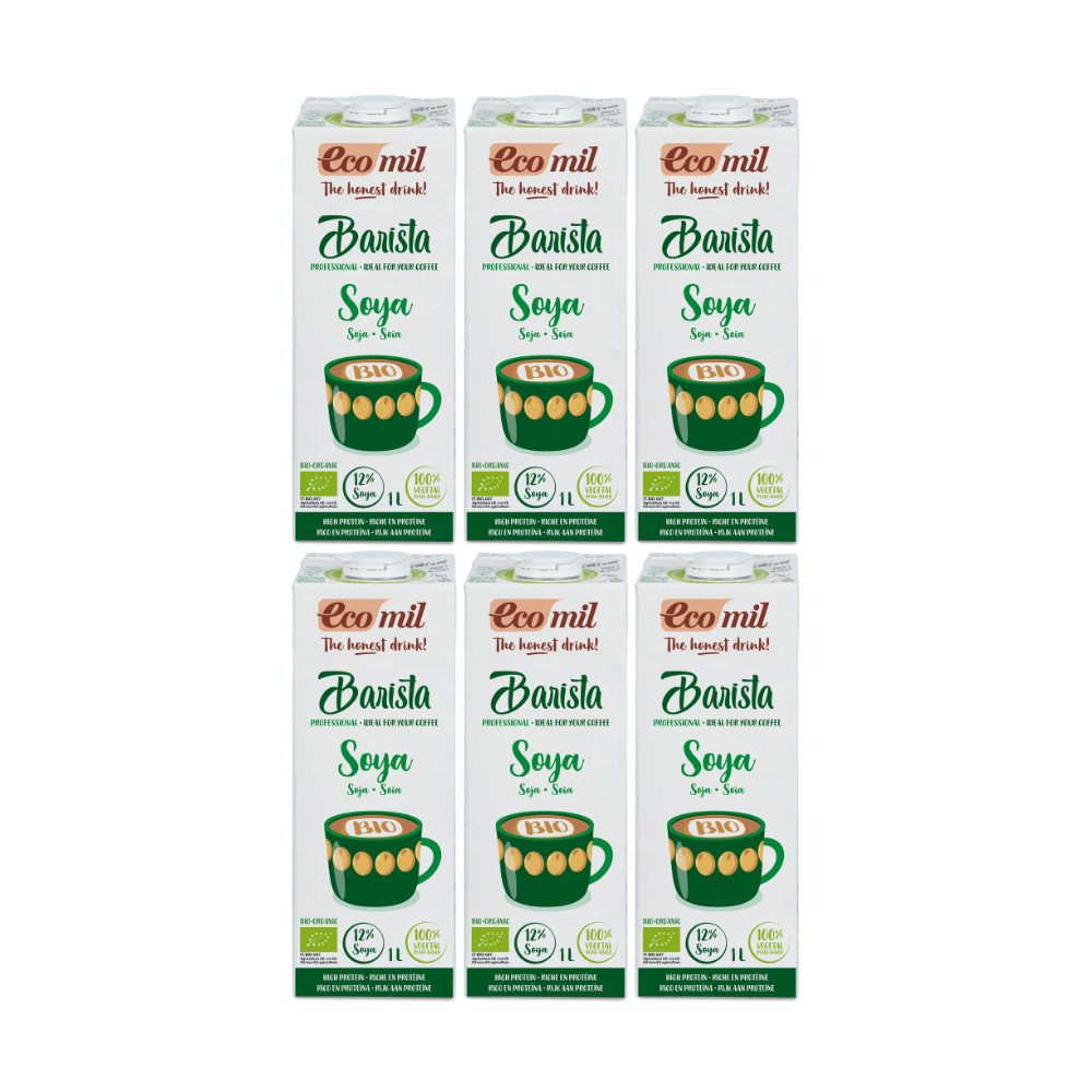 Pack 6x Bebida de Soja Barista Low Sugar Bio 1L Ecomil