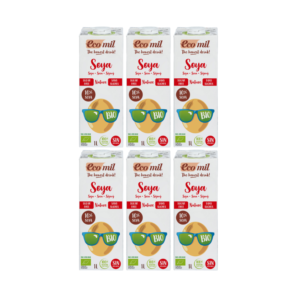 Pack 6x Bebida de Soja Nature Sugar Free Bio 1 L Ecomil