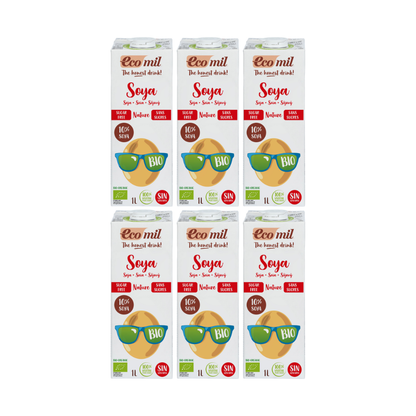 Pack 6x Bebida de Soja Nature Sugar Free Bio 1 L Ecomil