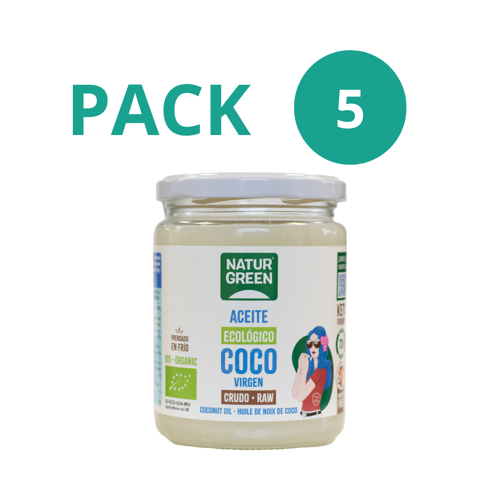 Pack 5x Aceite de Coco Virgen Ecológico 430 ml NaturGreen