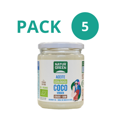 Pack 5x Aceite de Coco Virgen Ecológico 430 ml NaturGreen