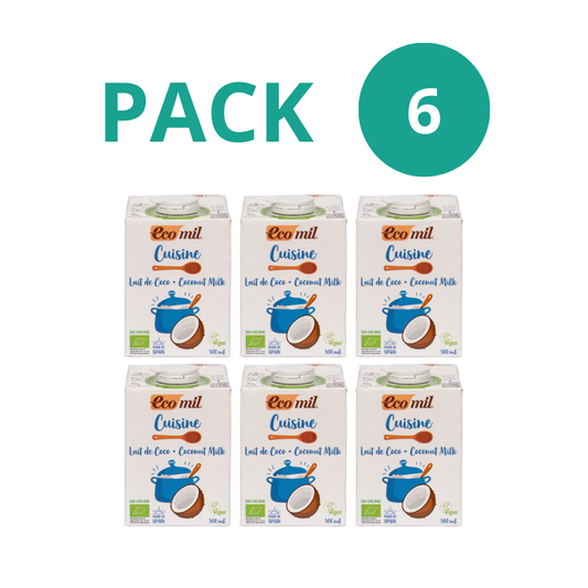 Pack 6x Leche de coco Bio para cocinar 500ml Ecomil