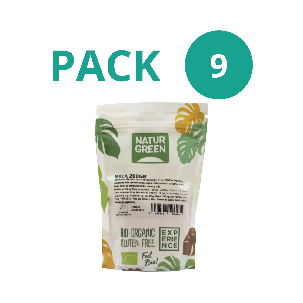 Pack 9x Maca Andina Ecológica en Polvo 200g NaturGreen