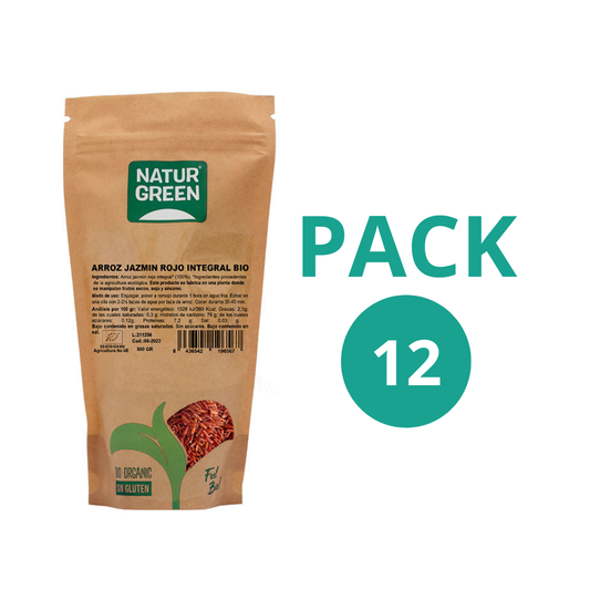 Pack 12x Arroz Jazmín Rojo Integral Bio 500g NaturGreen