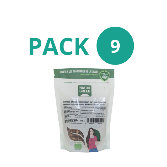 Pack 9x Grano Cacao Troceado Bio 175 g NaturGreen