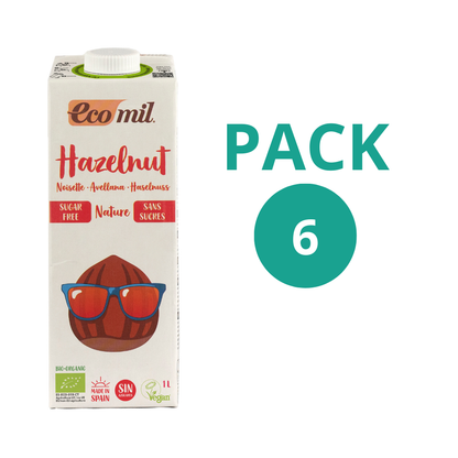 Pack 6x Bebida de Avellanas Ecológica Nature 1l Ecomil
