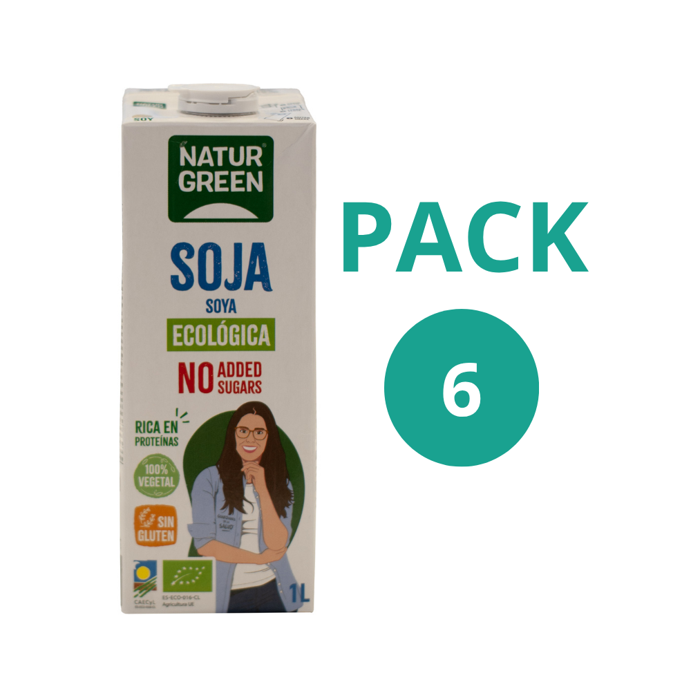 Pack 6x Bebida de Soja Natural Ecológica 1l NaturGreen